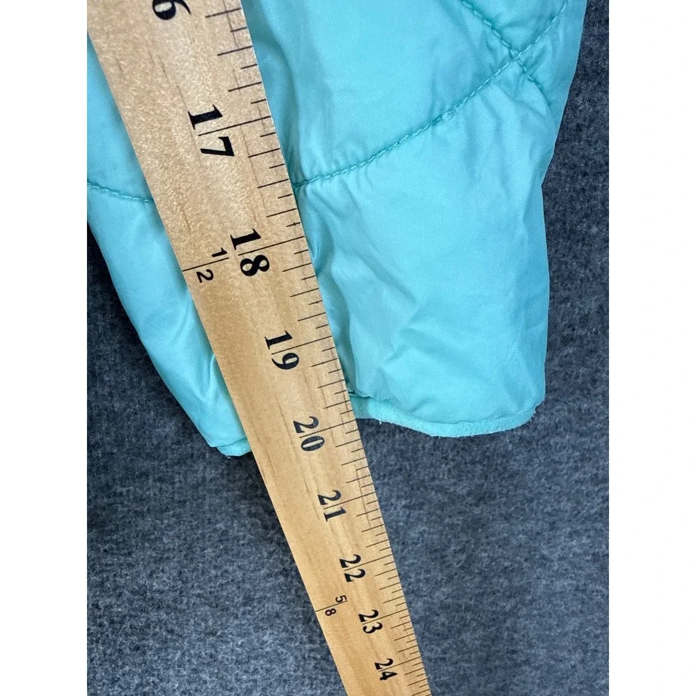 The North Face Reversible Hooded Jacket Girls L 14/16 Teal Or Striped Mossbud